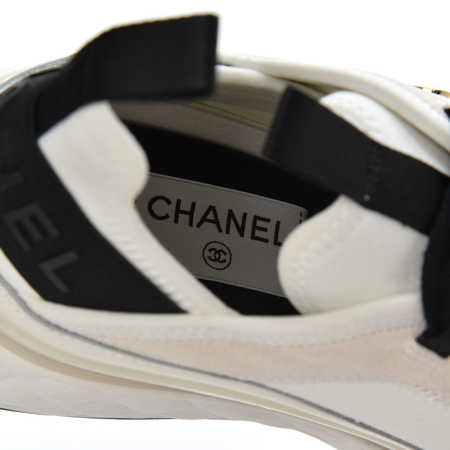 Velvet Calfskin Mixed Fibers CC Sneakers 39 Ivory Black
