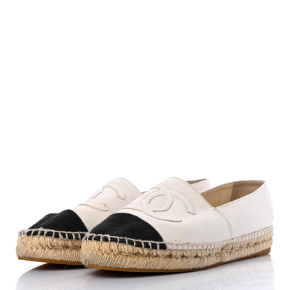 Chanel Lambskin CC Espadrilles 37 White Black 3 of 11