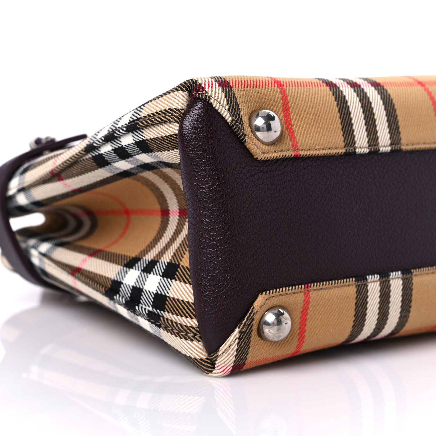 Burberry Goatskin Vintage Check Small Banner Tote Black 7 of 8