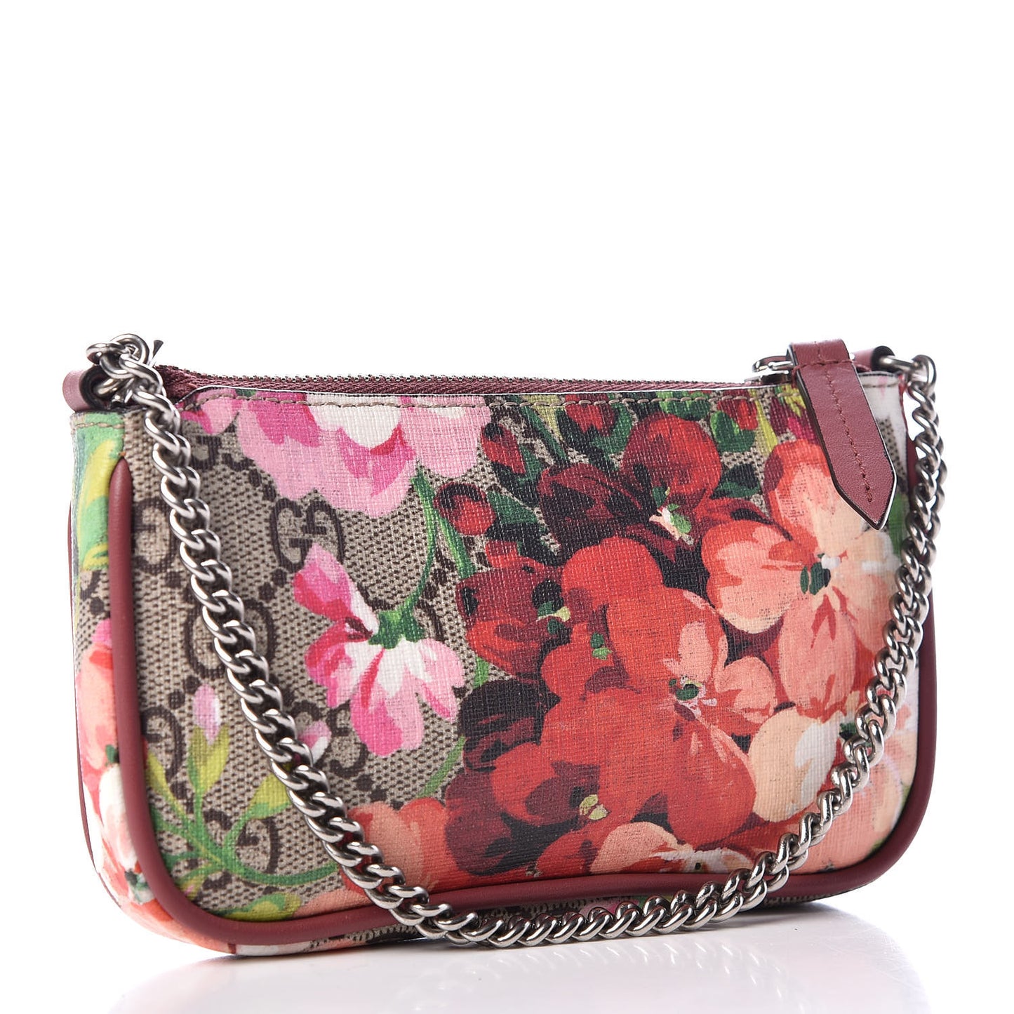 GG Supreme Monogram Blooms Mini Chain Bag Beige Multicolor Dry Rose
