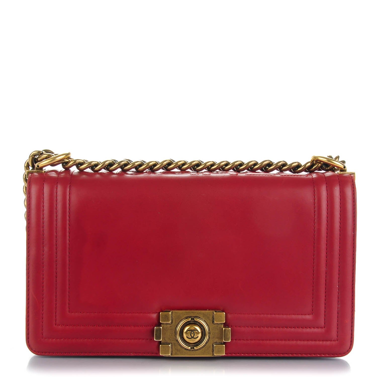 Chanel Glazed Calfskin Medium Boy Flap Red 1 of 7