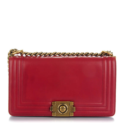 Chanel Glazed Calfskin Medium Boy Flap Red 1 of 7