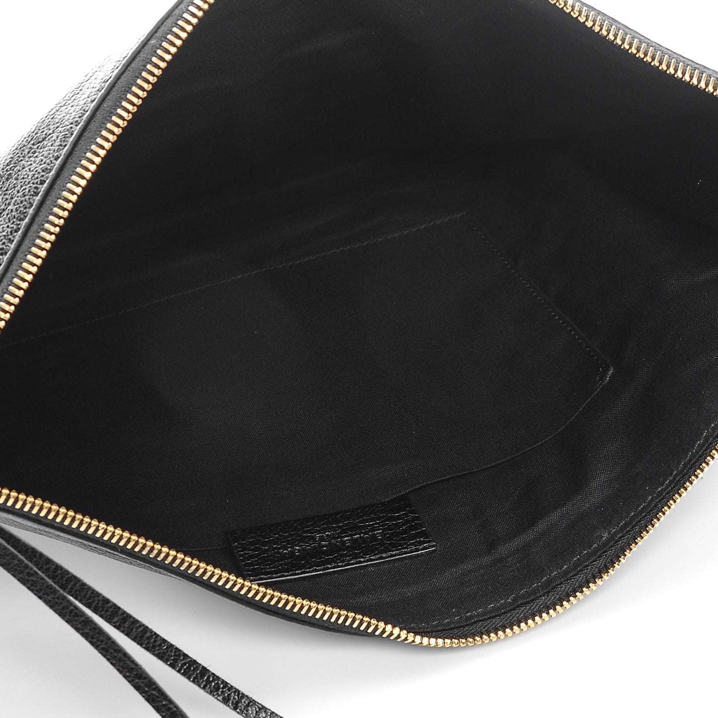 Chevre Gold Metallic Edge Hardware Pouch Black
