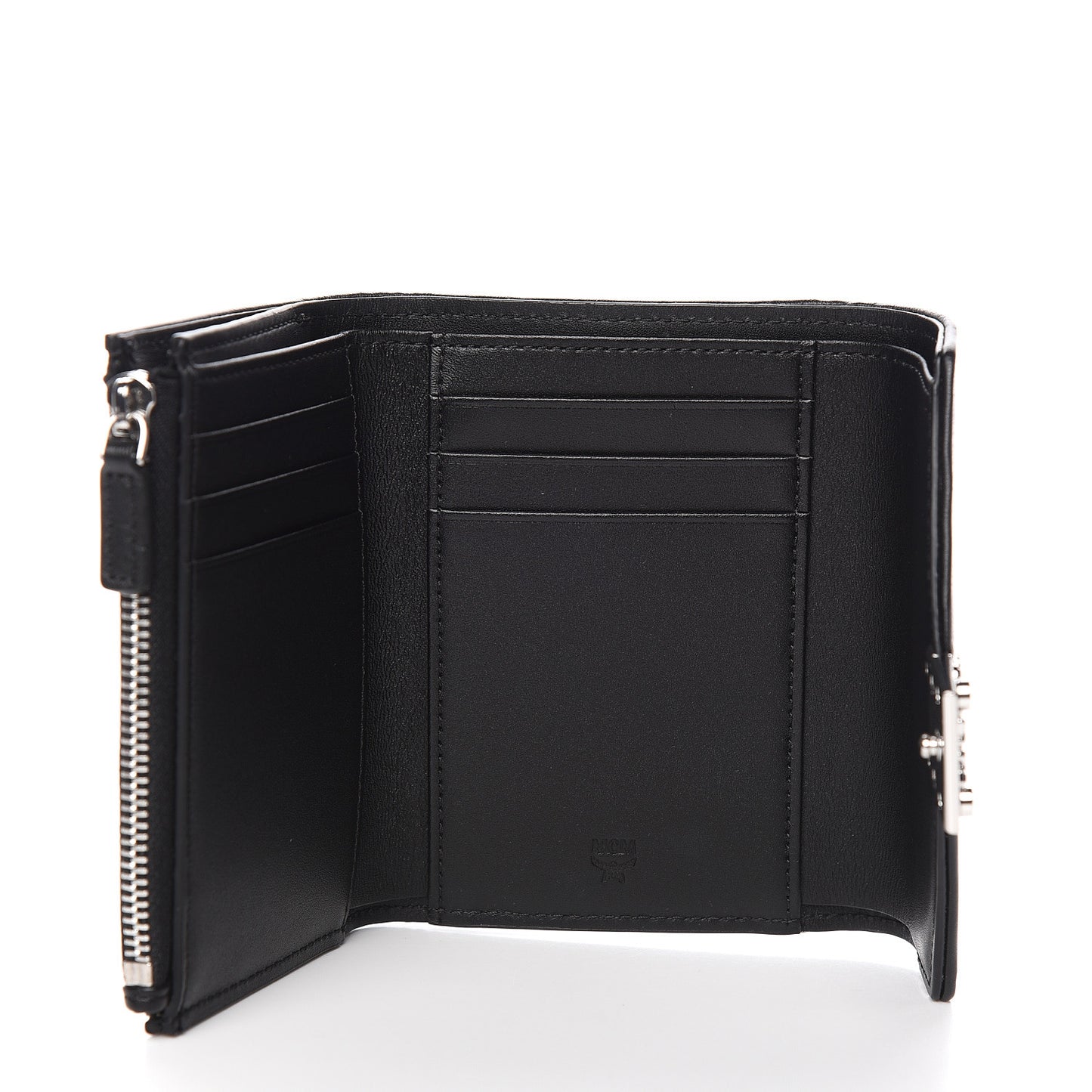 Grained Calfskin Compact Wallet Black