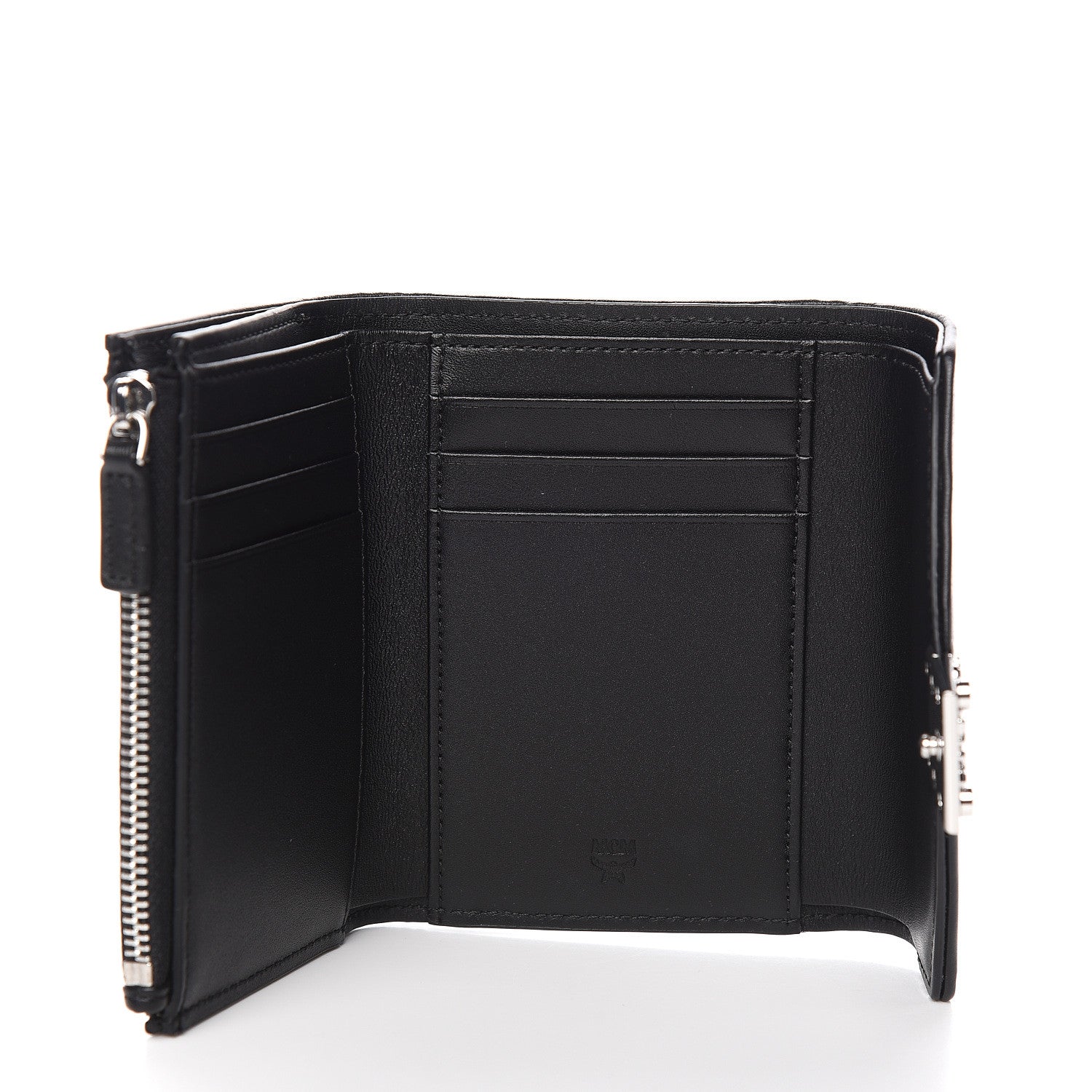 MCM Grained Calfskin Compact Wallet Black 5 of 7