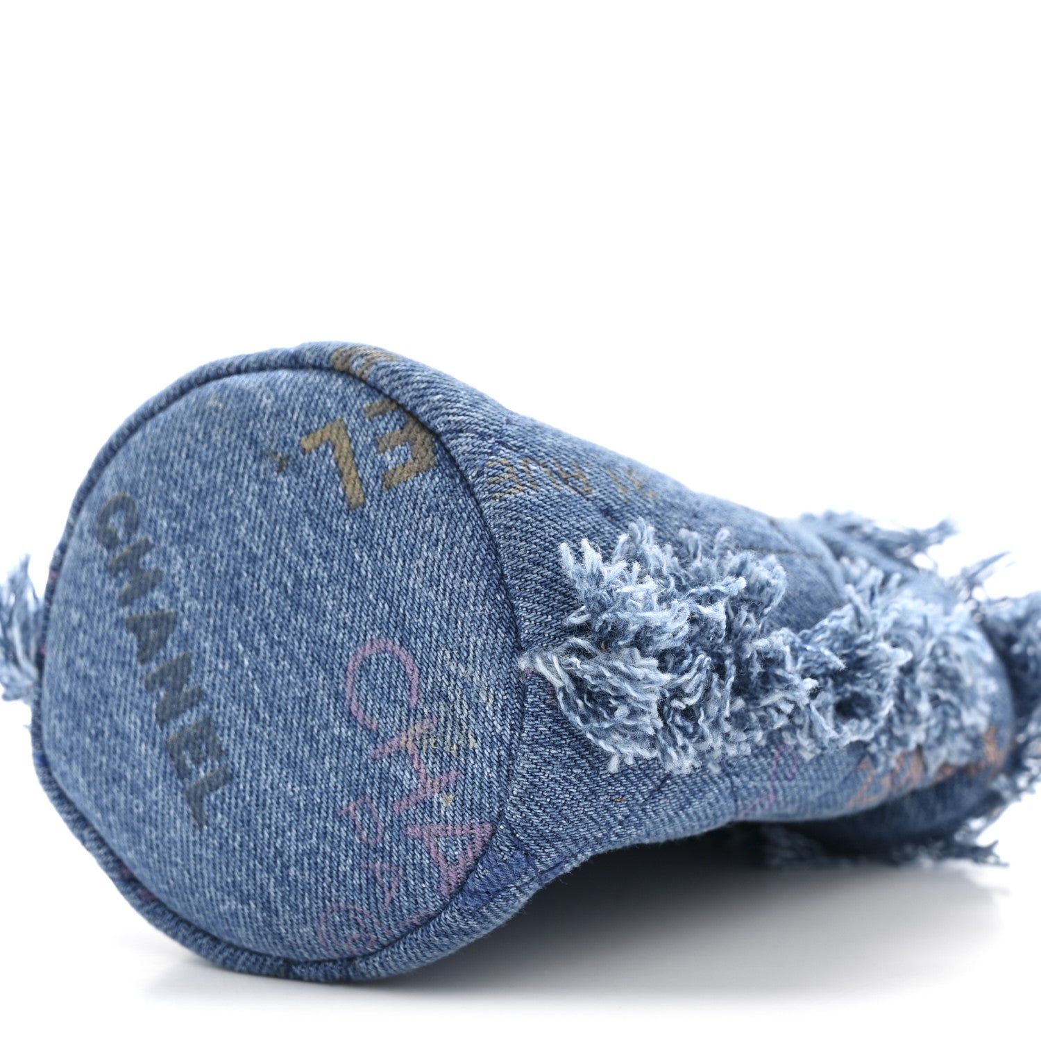 Chanel Denim Quilted Mood Mini Bucket With Chain Blue Multicolor 10 of 13