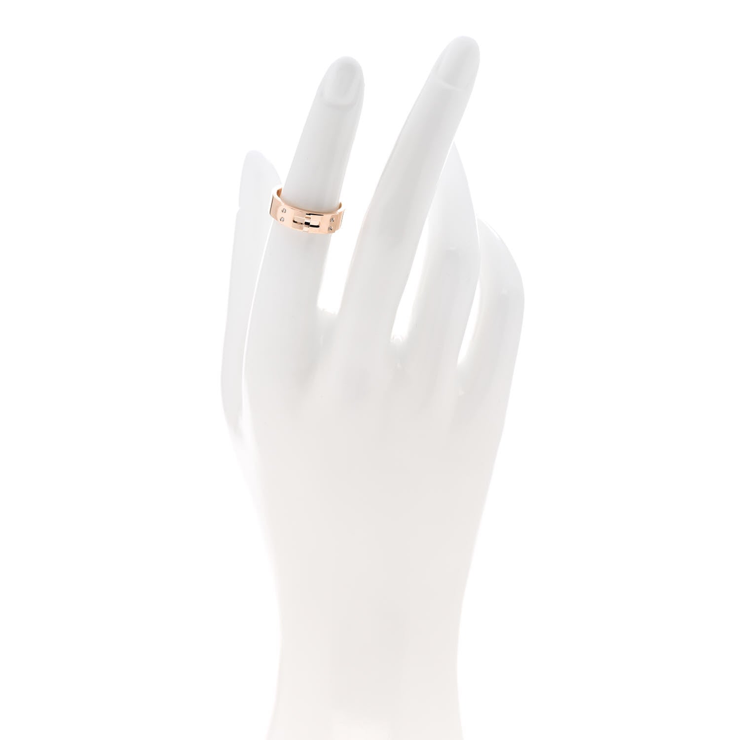 Hermes 18K Rose Gold Diamond PM Kelly Ring 49 5 2 of 5