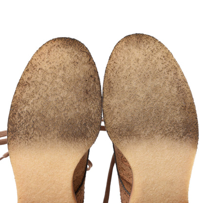 Chanel Cork Lace Up Boots 37 Beige Gold 10 of 11