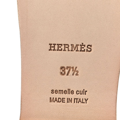 Hermes Box Calfskin Oran Sandals 37.5 Jaune Citron 8 of 11