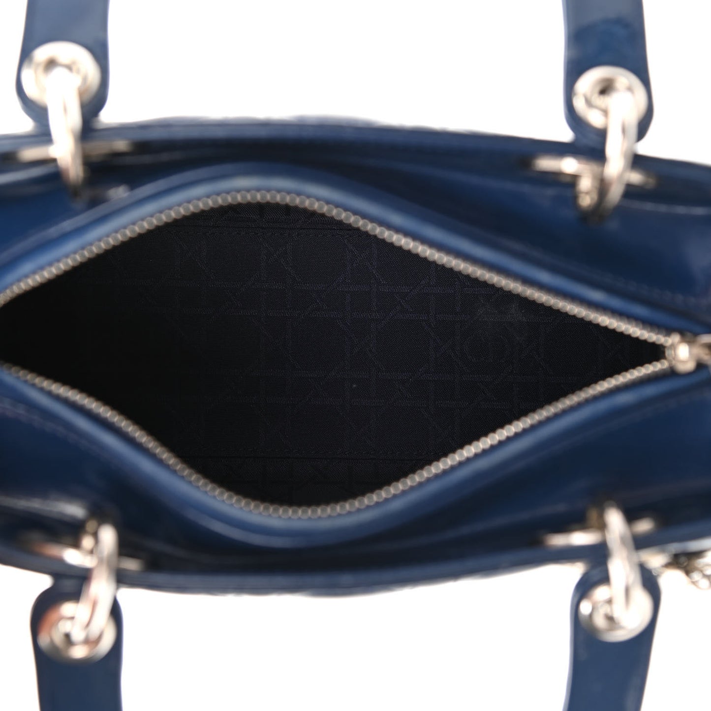 Patent Cannage Medium Lady Dior Blue