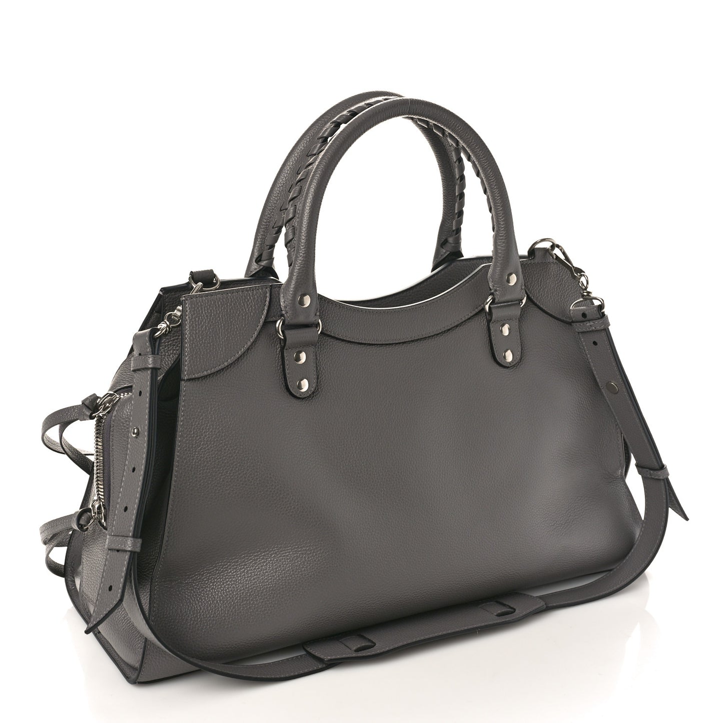 Grained Calfskin Neo Classic Silver Hardware Medium City Dark Grey