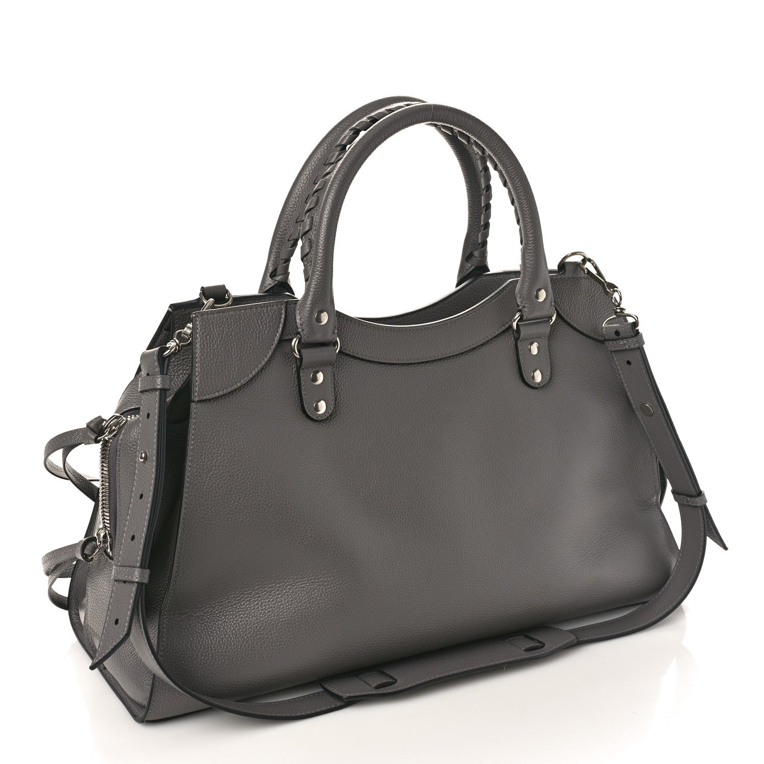 Balenciaga Grained Calfskin Neo Classic Silver Hardware Medium City Dark Grey 3 of 8