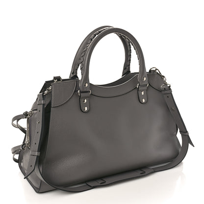 Balenciaga Grained Calfskin Neo Classic Silver Hardware Medium City Dark Grey 3 of 8