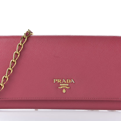 Prada Saffiano Metal Oro Chain Wallet Peonia 9 of 10