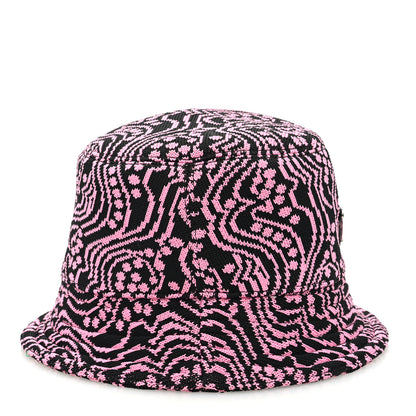 Prada Maglia Jacquard Metal Triangle Logo Womens Bucket Hat M Black Rosa 6 of 8