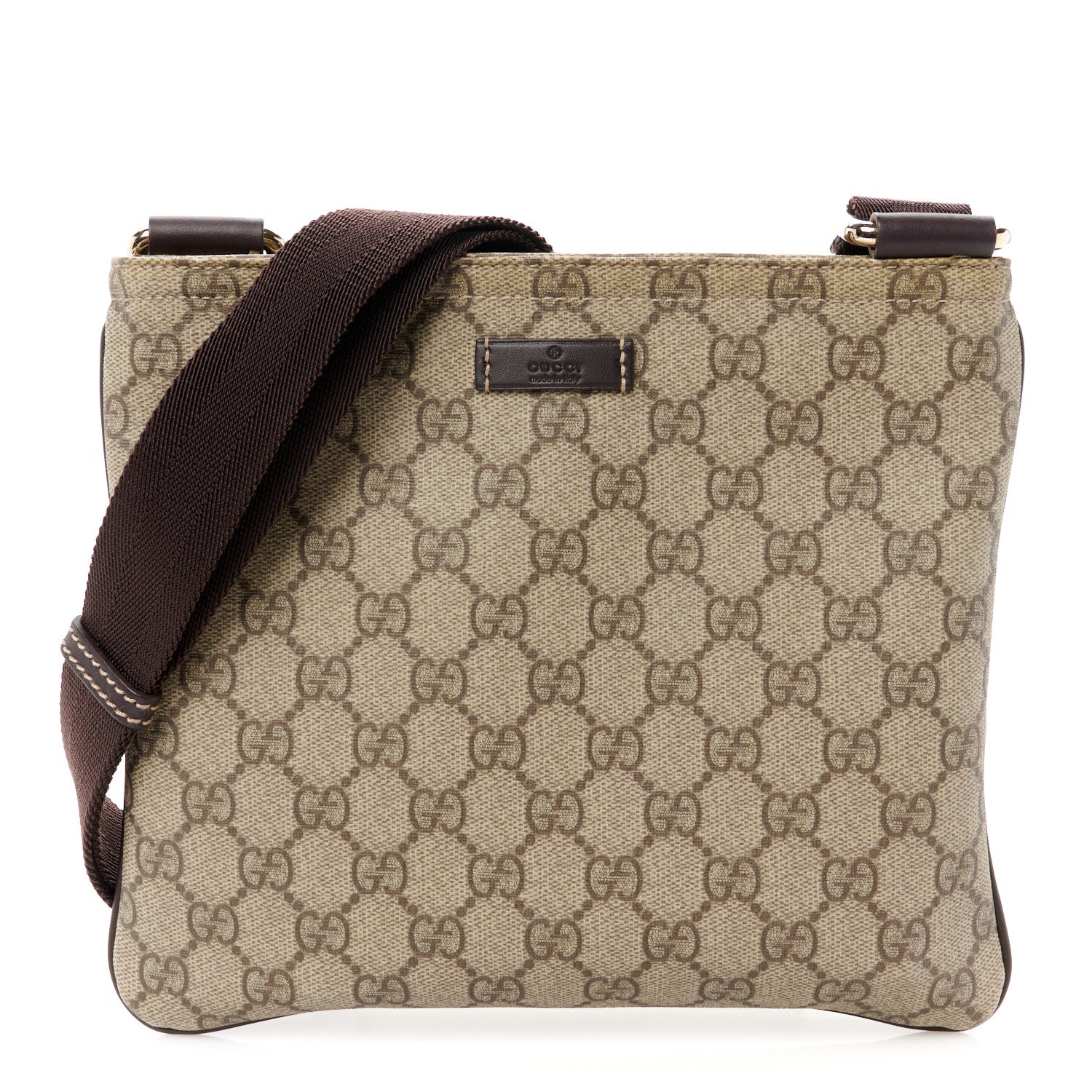 Gucci GG Supreme Monogram Small Flat Messenger Bag Dark Brown 1 of 11
