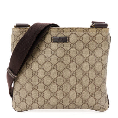Gucci GG Supreme Monogram Small Flat Messenger Bag Dark Brown 1 of 11