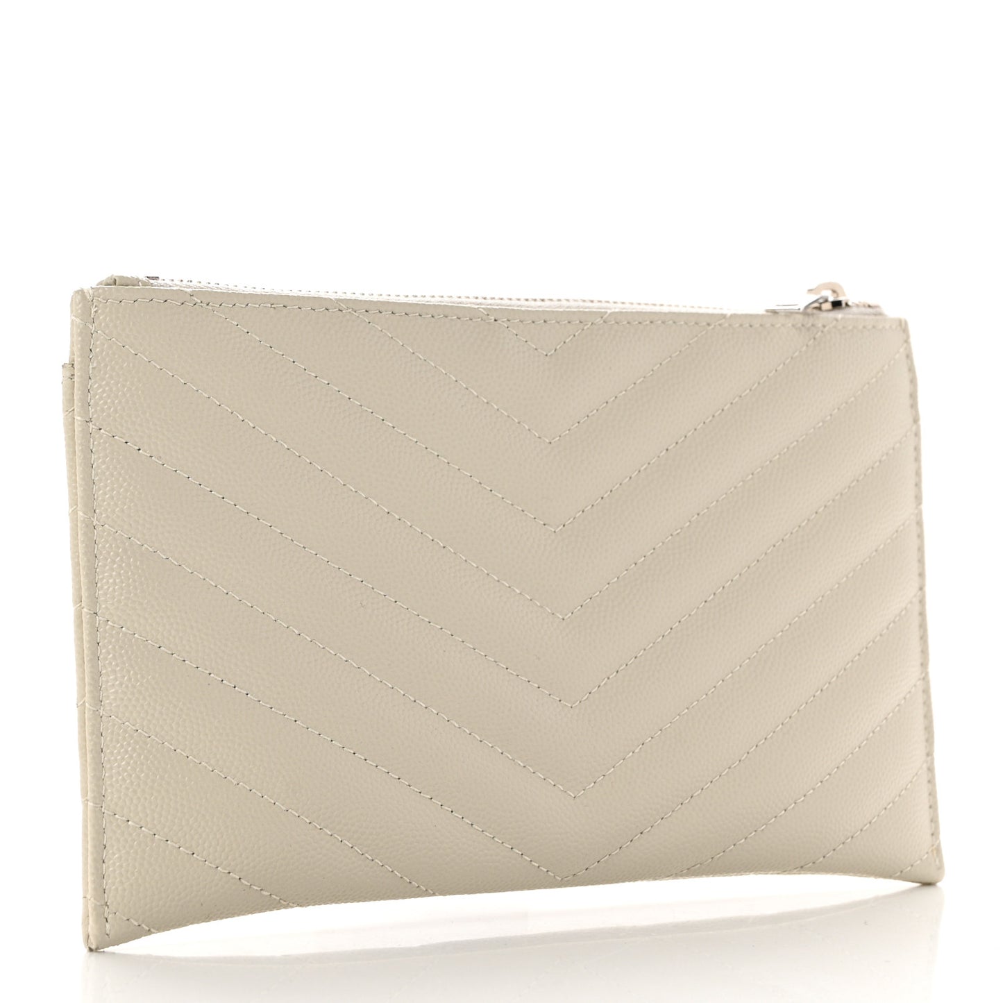 Grain De Poudre Matelasse Chevron Monogram Bill Pouch Blanc Vintage
