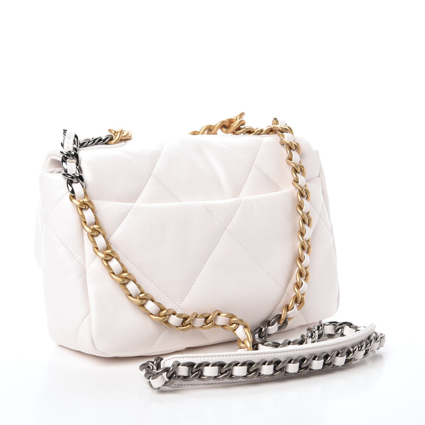 Lambskin Quilted Medium 19 Flap White