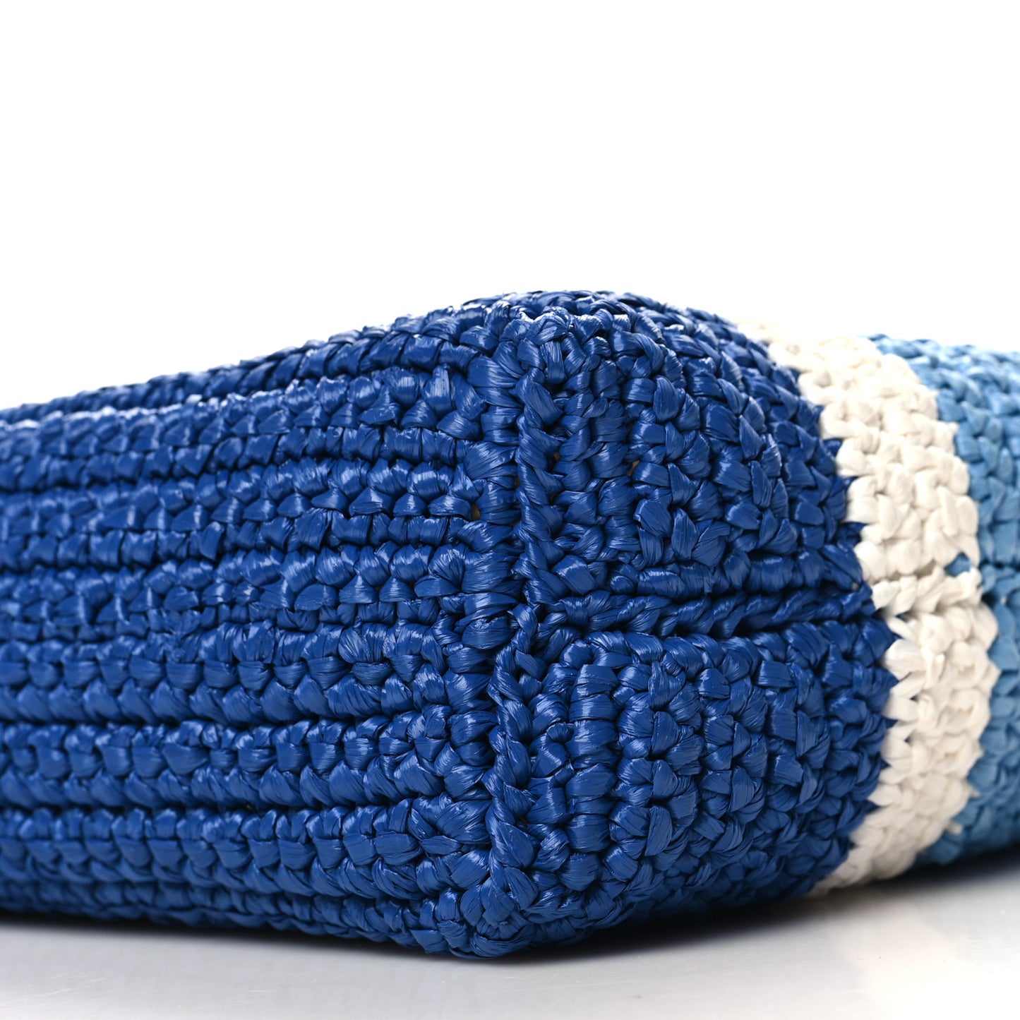 Yarn Raffia Effect Crochet Small Logo Tote Celeste Blue