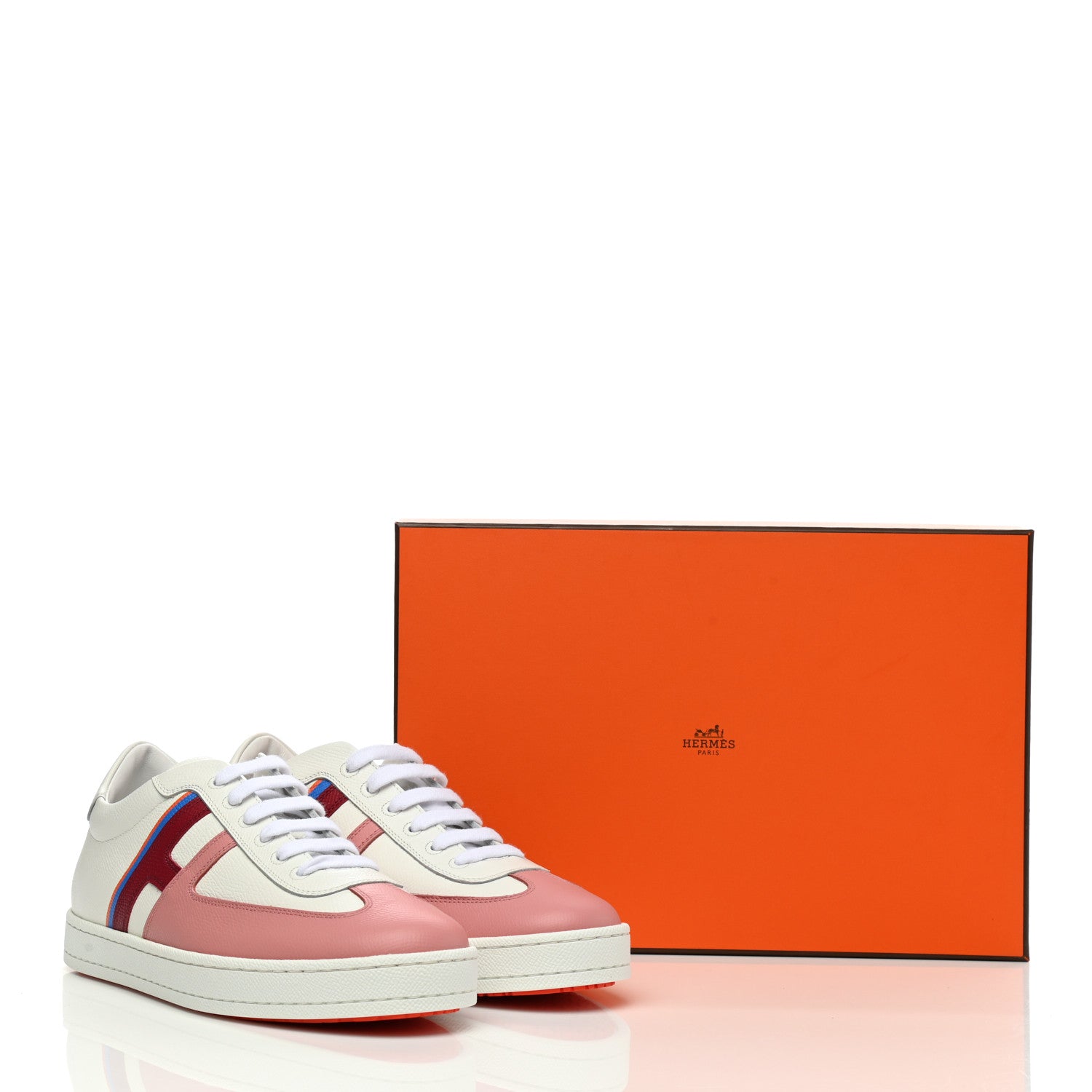 Hermes Epsom Womens Boomerang Sneakers 38 Multicolore Rose Pale 9 of 9