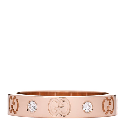 Gucci 18K Rose Gold Diamond Icon Thin Band Ring 56 7.5 3 of 5