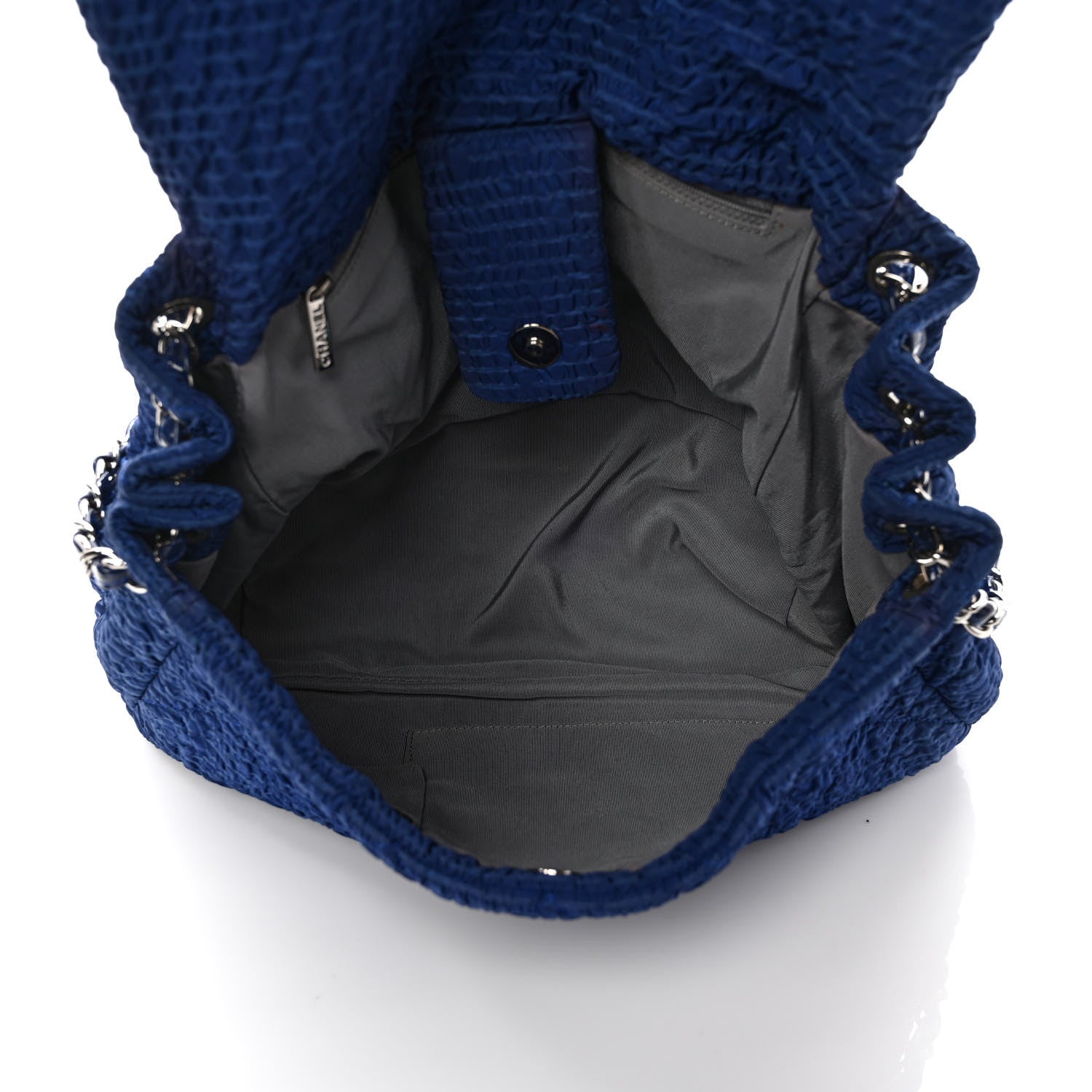 Chanel Nylon Patent Quilted CC Accordion Flap Bag Blue 6 of 13