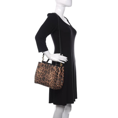 Dolce & Gabbana Dauphine Leopard Print Medium Miss Sicily Shopper Tote Naturale 2 of 12