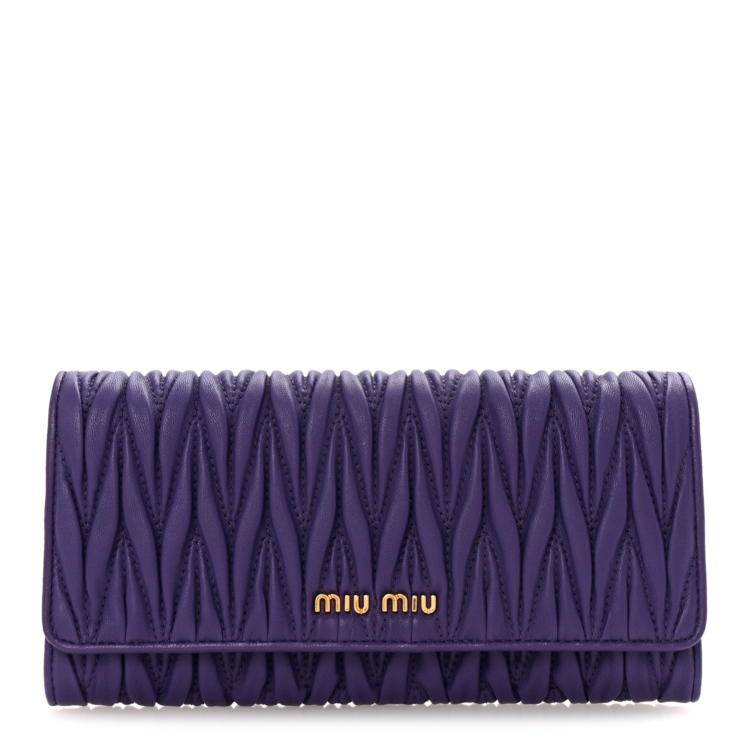 Miu Miu Nappa Matelasse Flap Wallet Purple 1 of 7