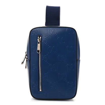 Gucci Calfskin GG Tennis Embossed Sling Backpack Blue 1 of 10