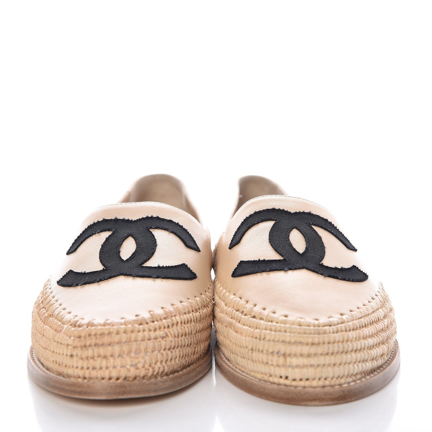 Lambskin Grosgrain CC Espadrilles 39 Beige Black