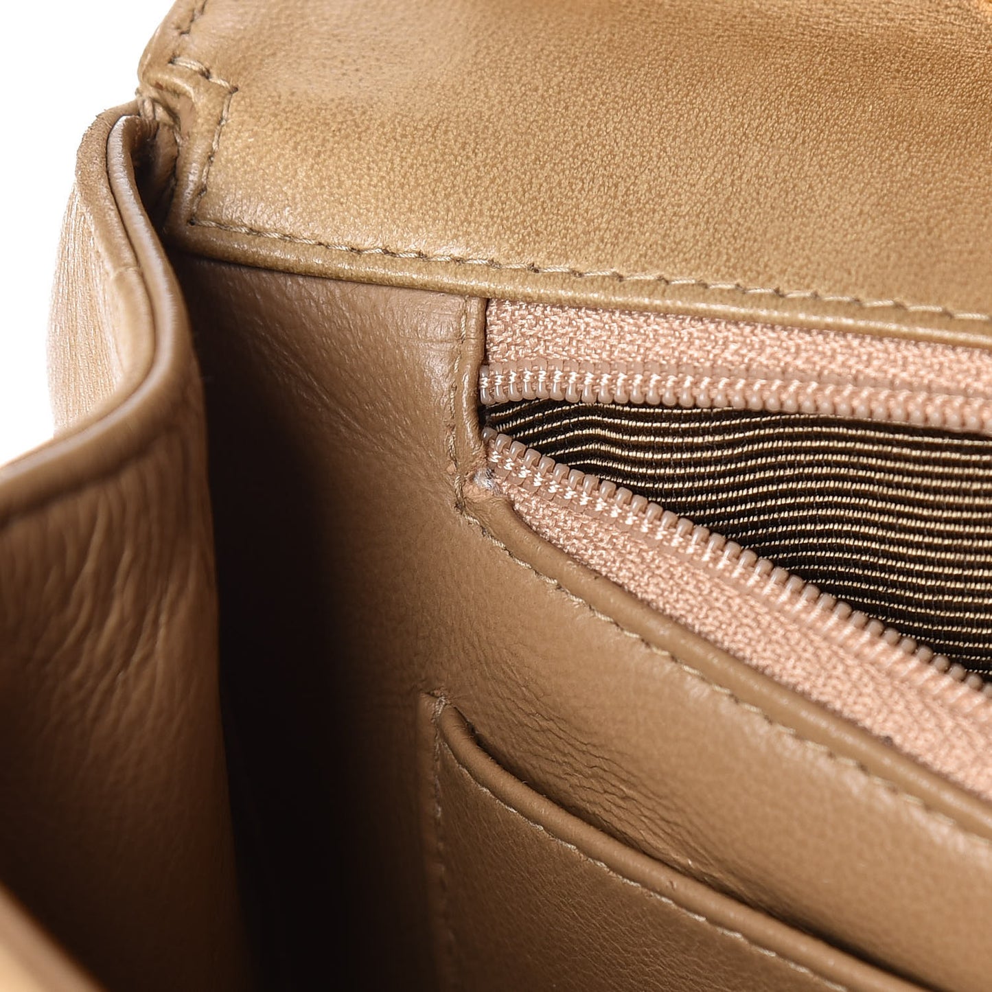 Lambskin Horizontal Quilt Jumbo Single Flap Beige