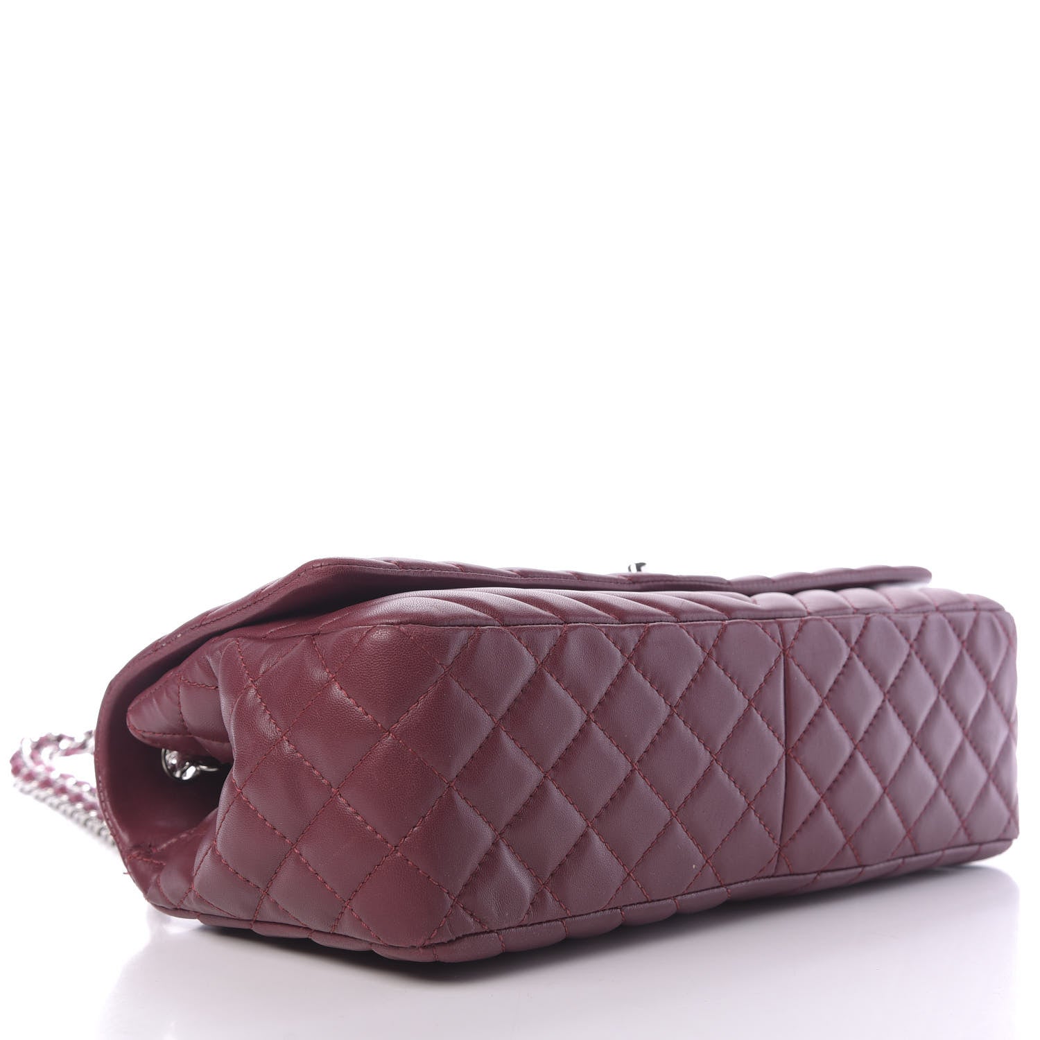 Chanel Lambskin Chevron Quilted Large Surpique Flap Dark Red 4 of 11