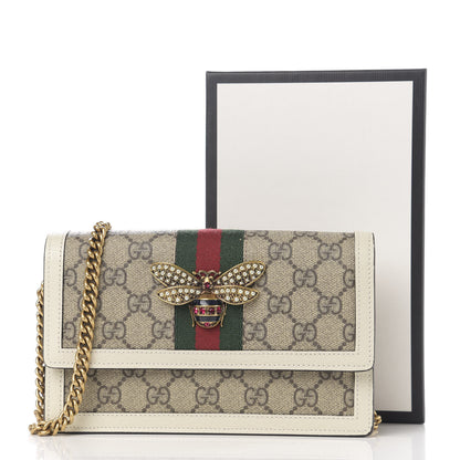 Gucci GG Supreme Monogram Web Queen Margaret Chain Wallet White 10 of 10