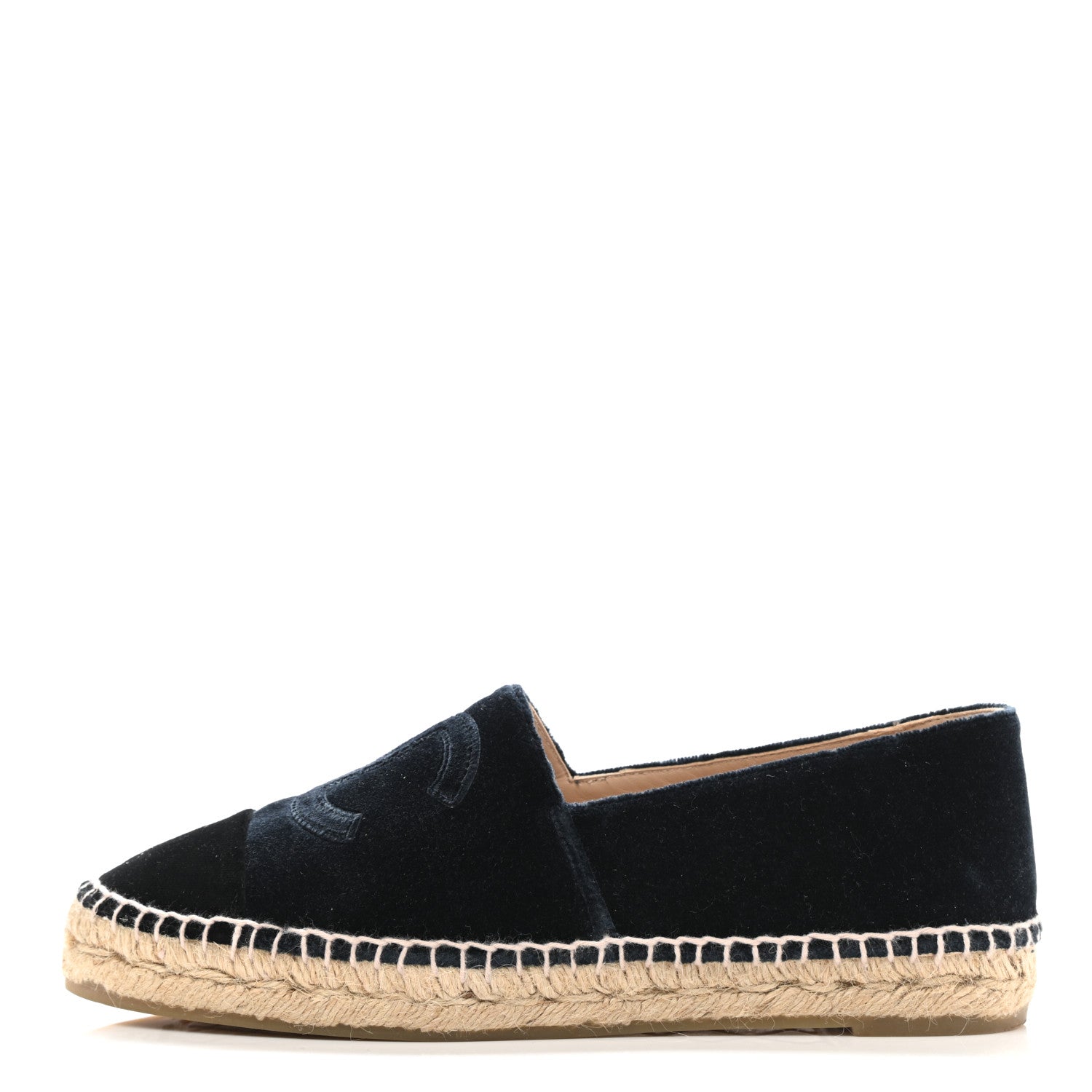 Chanel Velvet CC Espadrilles 39 Dark Navy Black 1 of 12