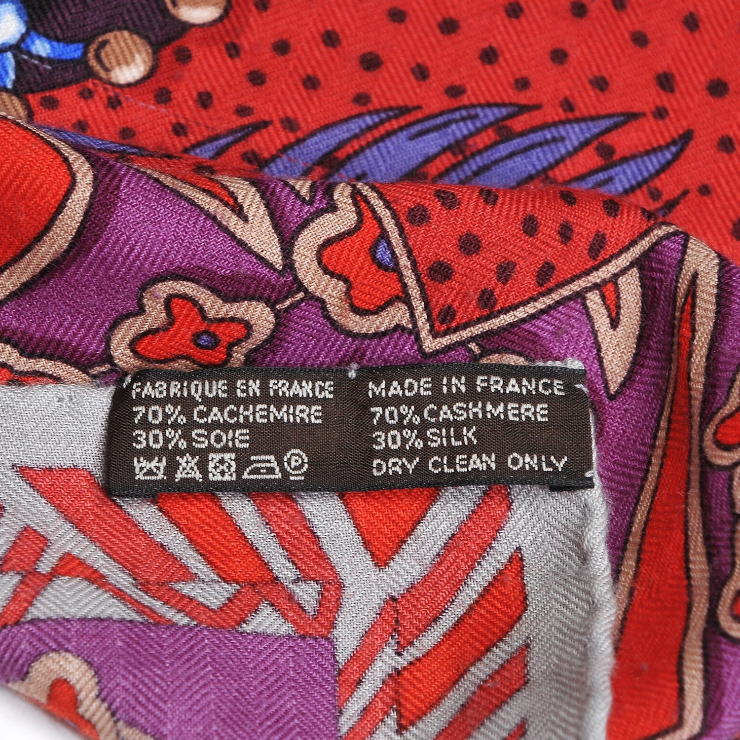 Hermes Cashmere Silk Zenobie Reine De Palmyre 140 Aubergine Bleu Dur Rouge 3 of 6