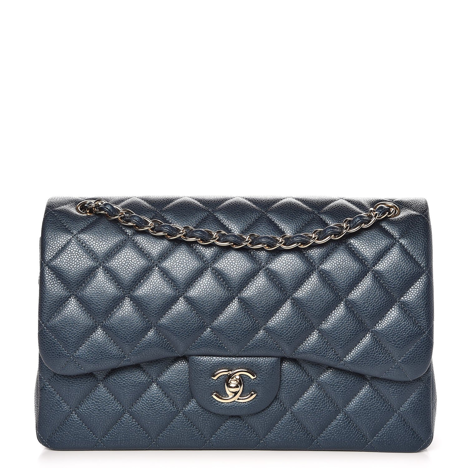 Chanel Iridescent Caviar Quilted Jumbo Double Flap Dark Blue 1 of 8