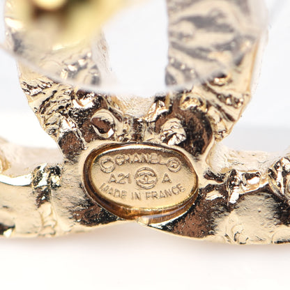 Chanel Metal Textured CC Earrings Gold 3 of 6