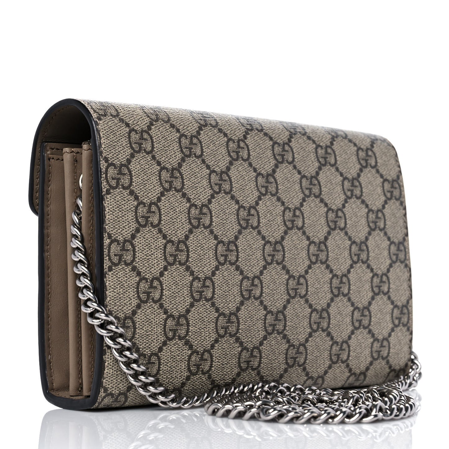 GG Supreme Monogram Mini Dionysus Chain Wallet Beige Taupe