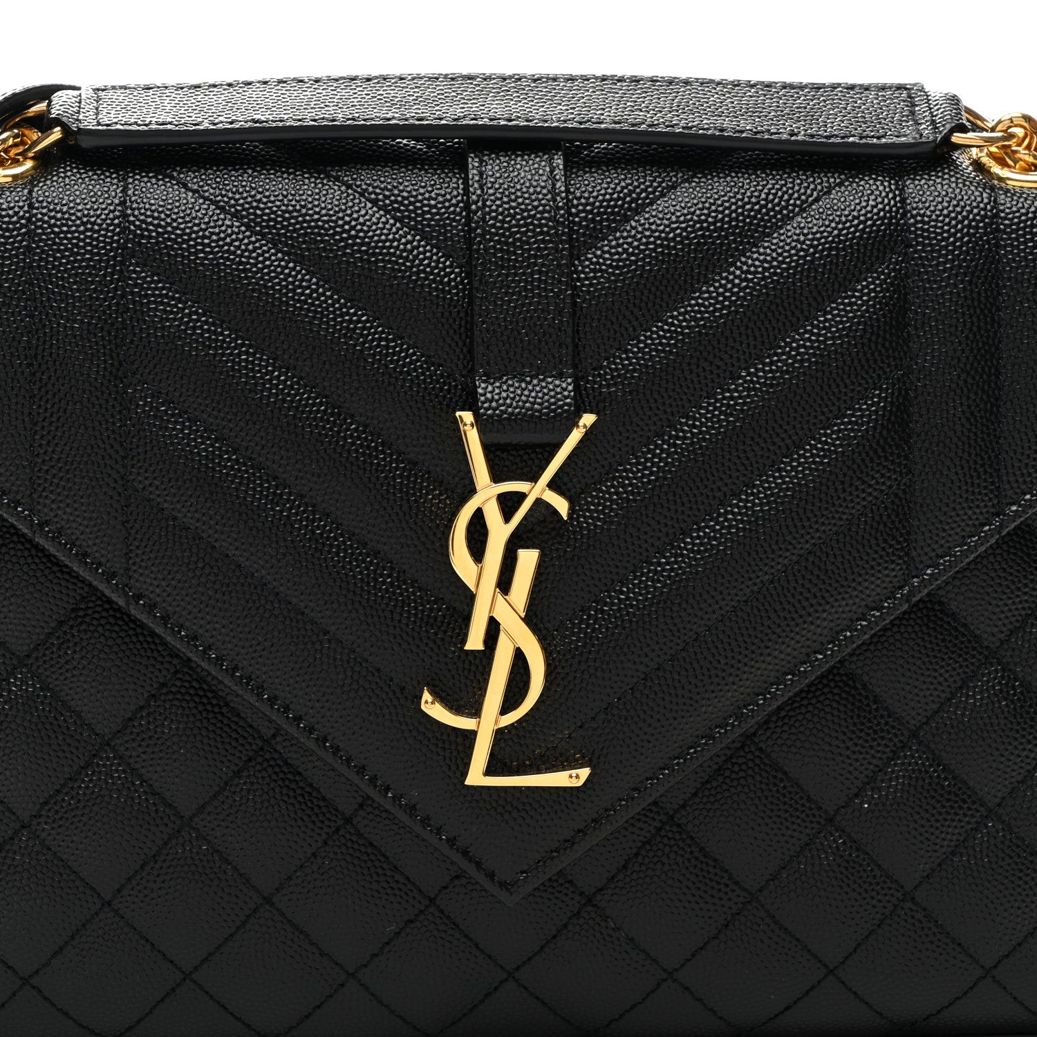 Saint Laurent Grain De Poudre Textured Mixed Matelasse Triquilt Medium Monogram Satchel Black 7 of 9
