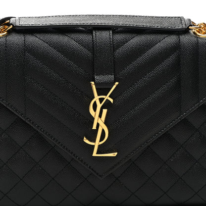 Saint Laurent Grain De Poudre Textured Mixed Matelasse Triquilt Medium Monogram Satchel Black 7 of 9