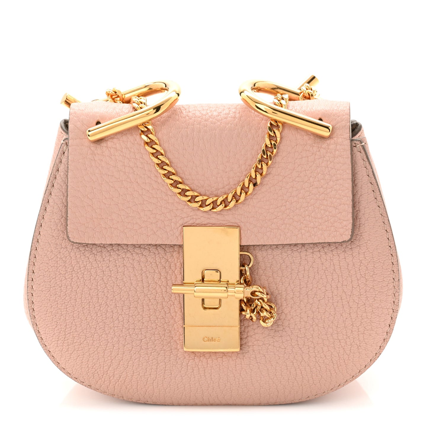 Grained Lambskin Nano Drew Shoulder Bag Cement Pink