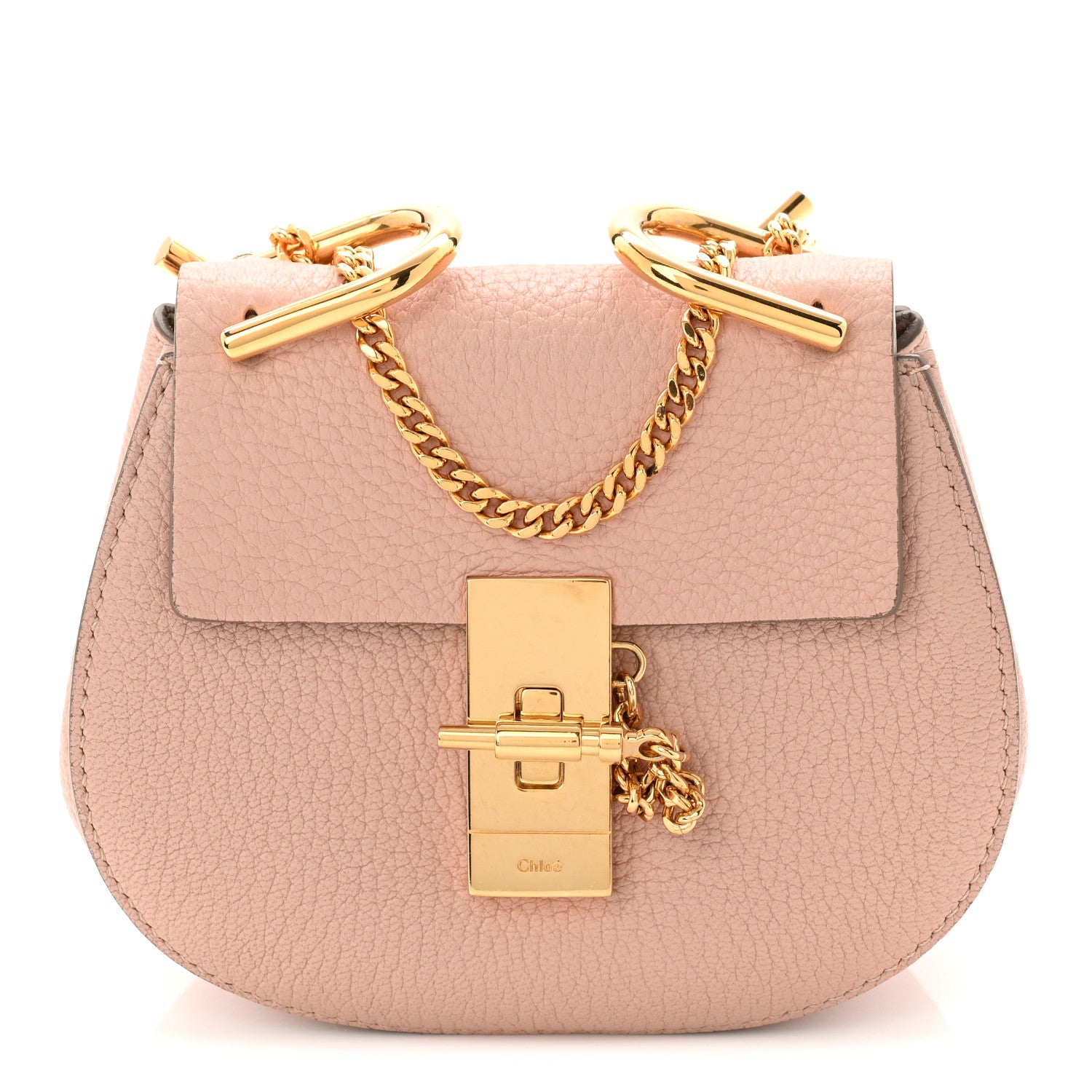Chloe Grained Lambskin Nano Drew Shoulder Bag Cement Pink 1 of 10