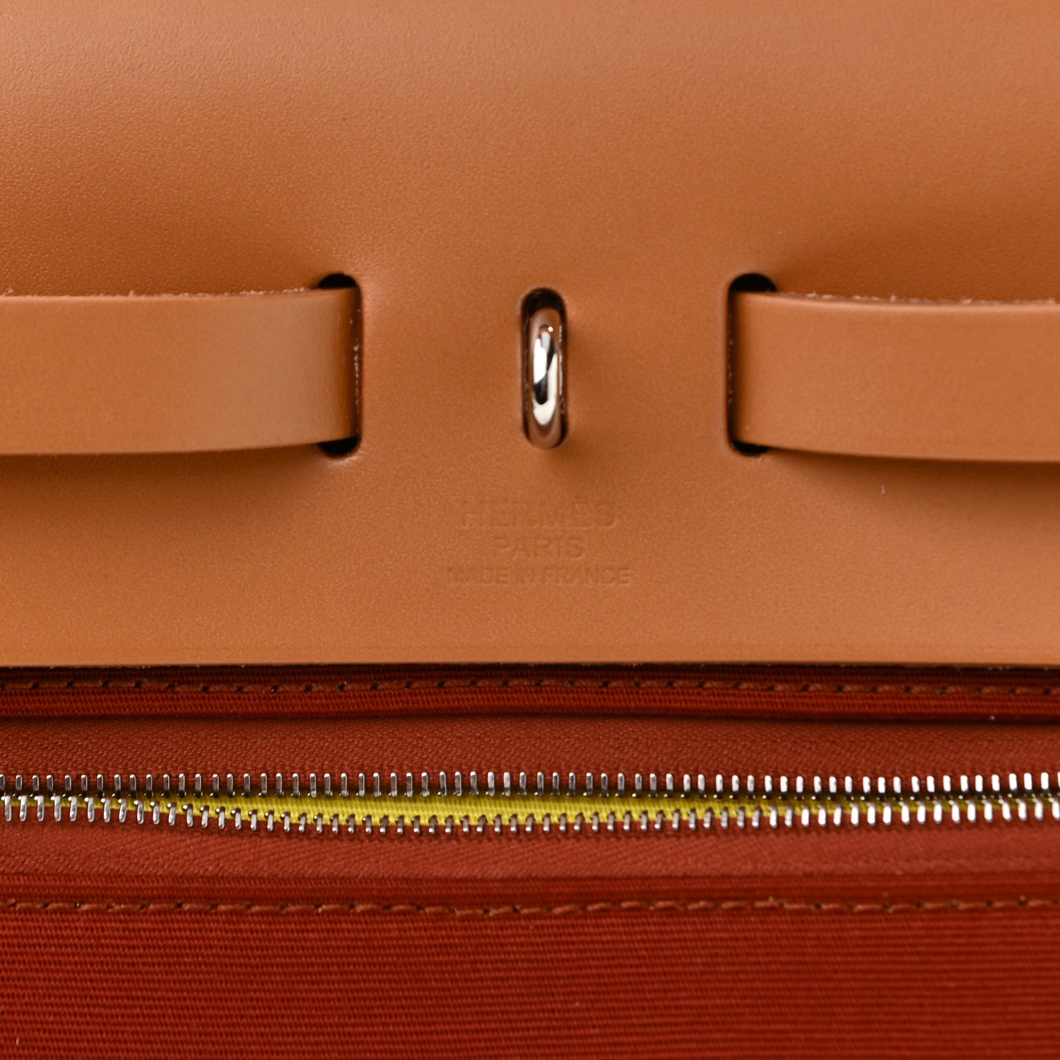 Hermes Military Toile Vache Hunter Herbag Zip Retourne 31 PM Lime Naturel Sable Rouge Garance 6 of 10