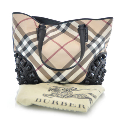 Burberry Nova Check Mega Stud Nickie Tote Black 3 of 9