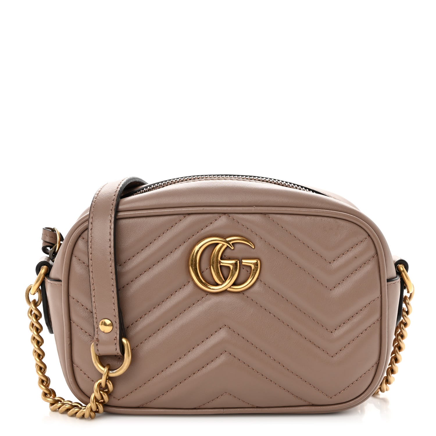 Gucci Calfskin Matelasse Mini GG Marmont Chain Shoulder Bag Porcelain Rose 1 of 11