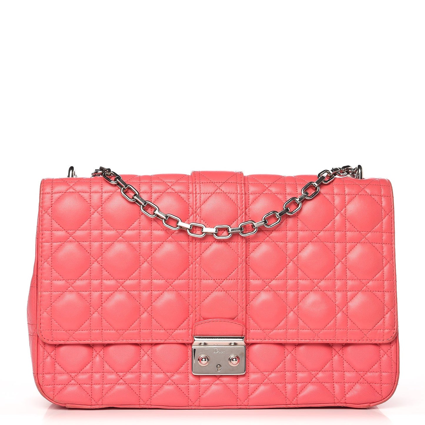 Lambskin Cannage Large Miss Dior Flap Coral