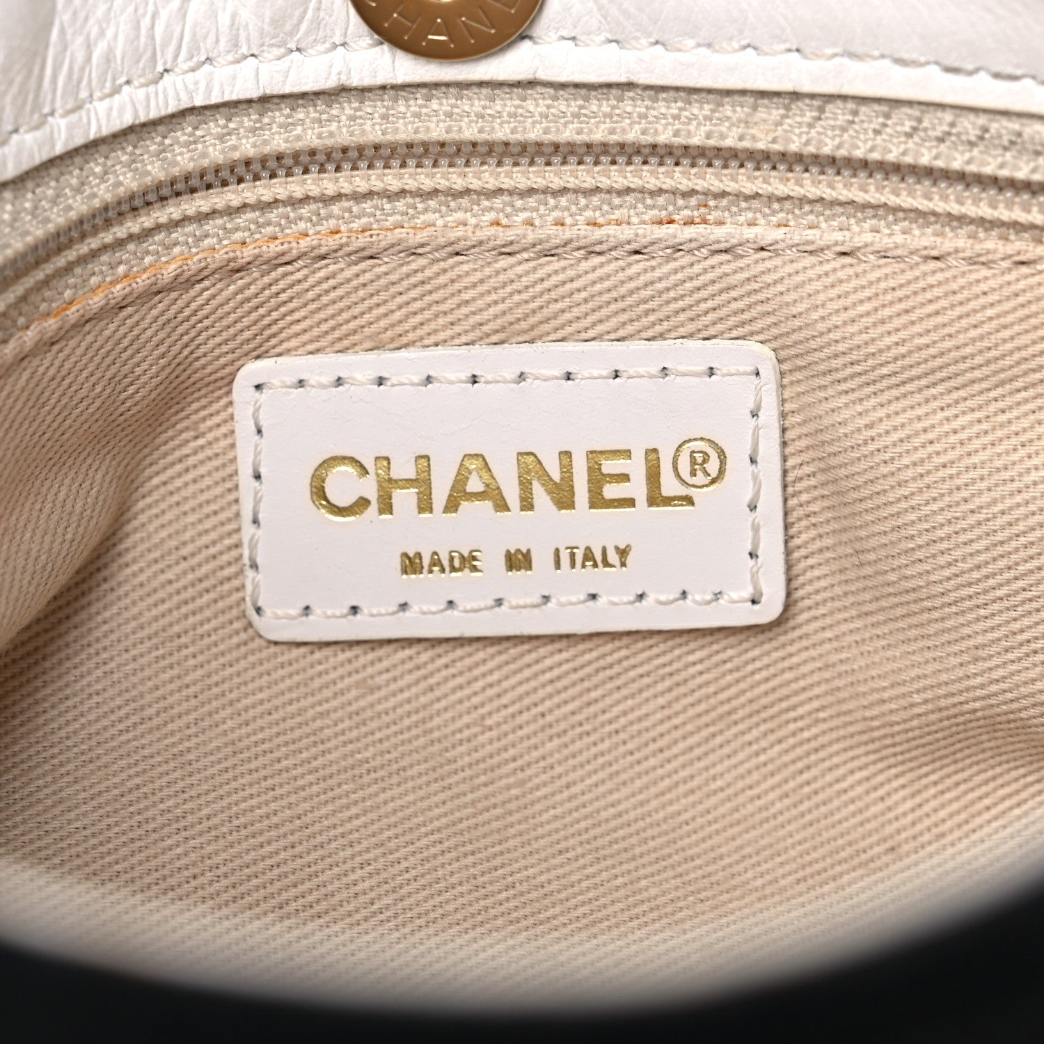 Chanel Lambskin Canvas CC Small Olsen Chain Shoulder Bag White Black 5 of 12