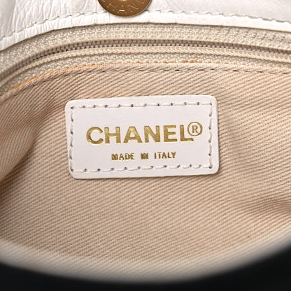 Chanel Lambskin Canvas CC Small Olsen Chain Shoulder Bag White Black 5 of 12