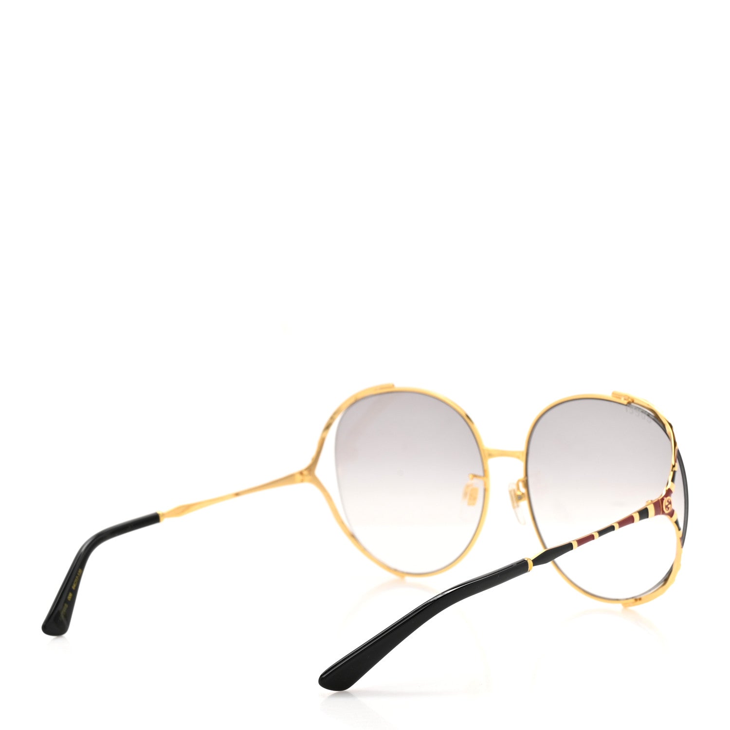 Gucci Metal Round Frame GG0595S Sunglasses Gold Black Red 4 of 8